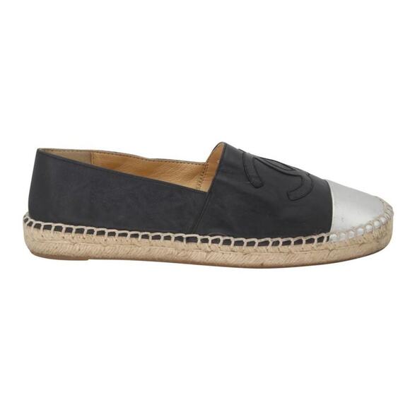 Chanel Espadrille 37 Lambskin Leather Cap Toe Flats CC-S0207P-C023 - Picture 6 of 9